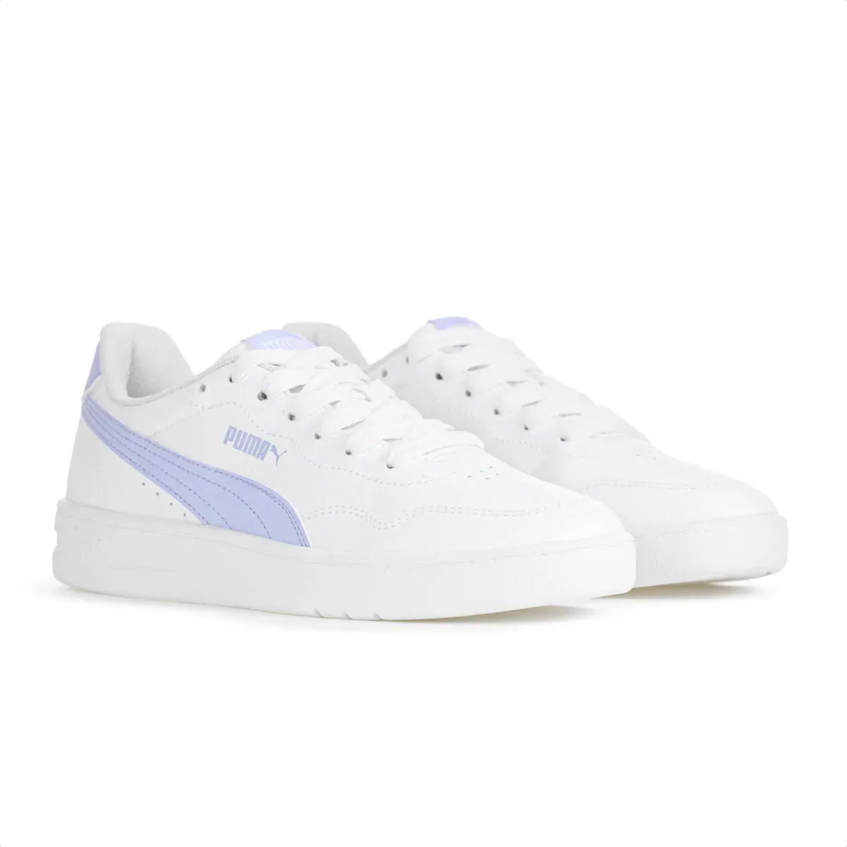 Tênis Puma Court Lally branco feminino vista frontal para ajuste e conforto